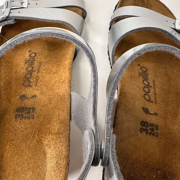 Papillio by Birkenstock Lana Wedge Sandal Size 38 / US 7 Silver Metallic - Picture 6 of 8